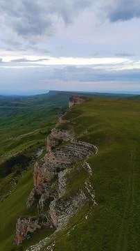 View of the cliffs at sunset, drone view Stock Photos