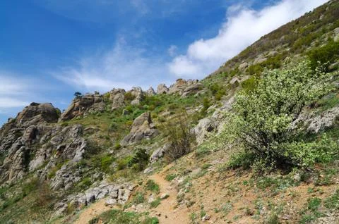 View of cliffs from the top of mountain Foto stock