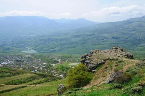View of cliffs from the top of mountain Stock Photos