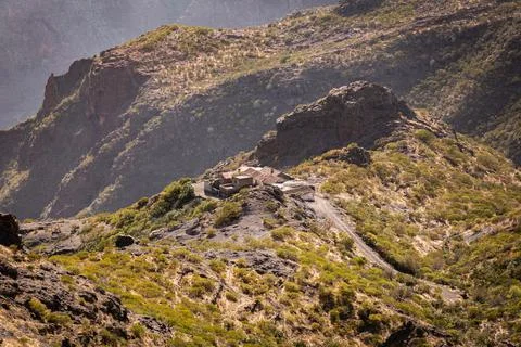 View of the cliffs on the way to the Masca gorge in Tenerife Stock Photos