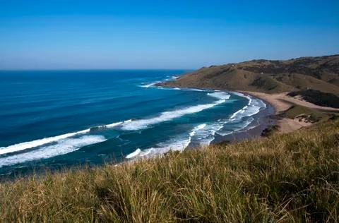 View from cliffs of wild coast beach, transkei, south africa Stock Photos