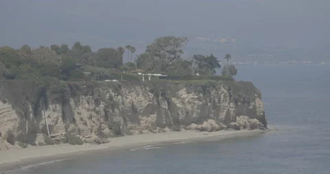 View of Cliffside Beach Homes in Pacific Palisades, CA Stock Footage 137158316