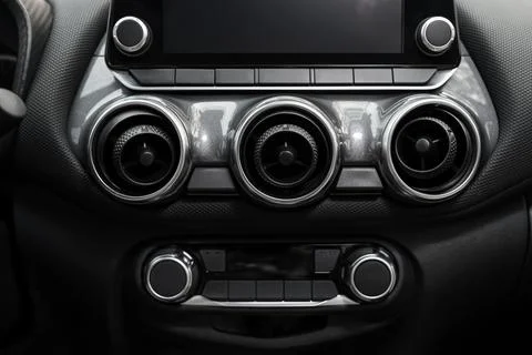 View of climate controls in modern car, closeup Stock Photos
