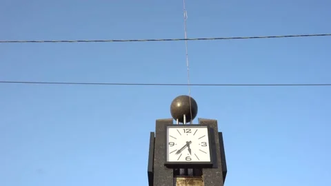 View of the clock in the square of the city against the sky Stock Footage 139503814