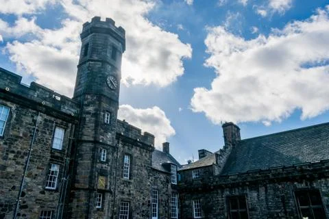 The view of the clock tower at Edinburgh Castle Stock Photos