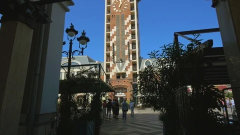 View on Clock Tower at Piazza Square in Batumi, Georgia. Video stock 98645169