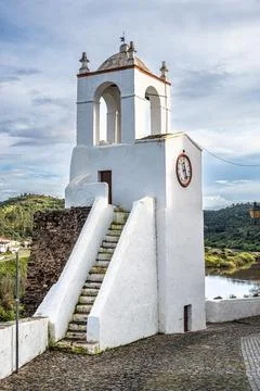 View of Clock tower, Torre do Relogio at Mertola. Portugal Fotos Stock