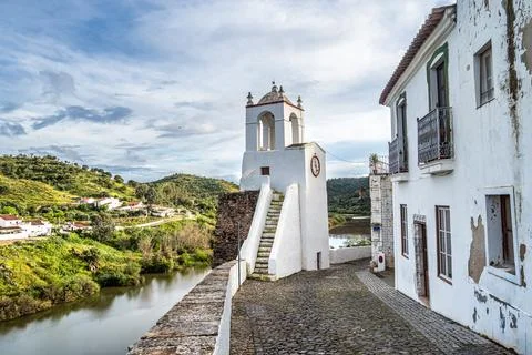 View of Clock tower, Torre do Relogio at Mertola. Portugal Fotos Stock