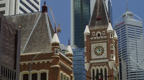 View of clock tower at town hall Stock Footage 61414589