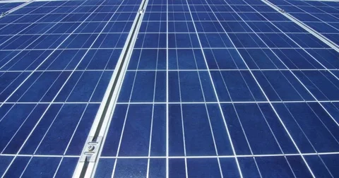 View close to the photovoltaic panel, using clean energy, renewable energy Stock Footage