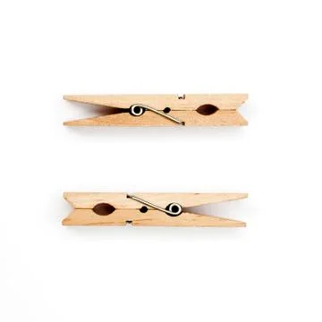 A view of a clothes peg isolated on white background Stock Photos