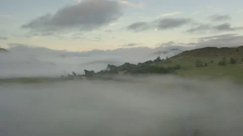 View of cloud inversion in Lake District valley. Stock Footage 156331290