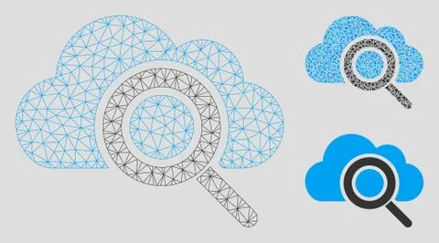 View Cloud Vector Mesh Wire Frame Model and Triangle Mosaic Icon Stock Illustration