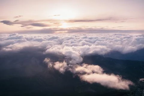 View of the clouds from above at dawn Stock Photos
