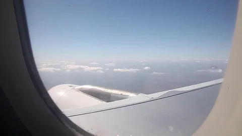 View of the clouds from the airplane  porthole) Stock Footage 83931947