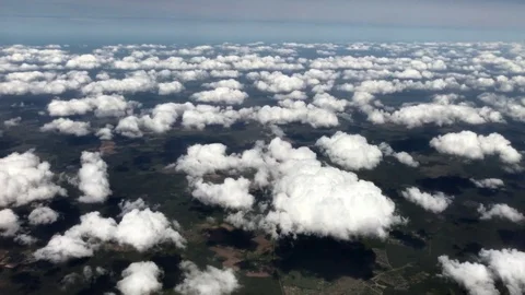 View of the clouds from the airplane window Stock Footage