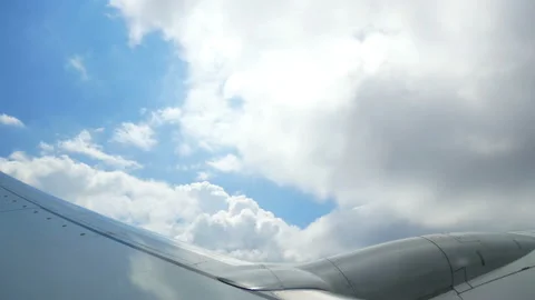 View clouds airplane window Stock Footage 93451361