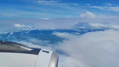 View of clouds and blue sky from plane Stock Footage 287068433