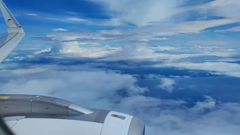 View of clouds and blue sky from plane Stock Footage 287068742