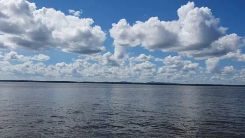 View of clouds and blue sky around the Kapuas River, West Kalimantan 스톡 동영상 337159842