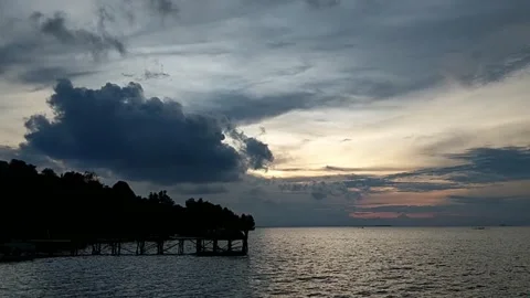 View of the clouds and sea above the mangrove beach Stock Footage 220595331