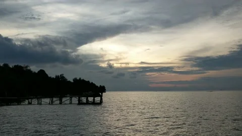 View of the clouds and sea above the mangrove beach Stock Footage 220596076
