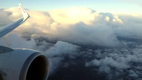 View of the clouds and sky from Ryanair flight Stock Footage 112081414