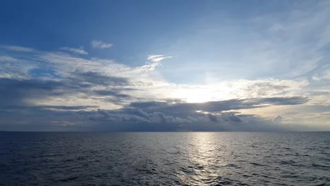View of clouds and waves in the ocean Stock Footage 297119017