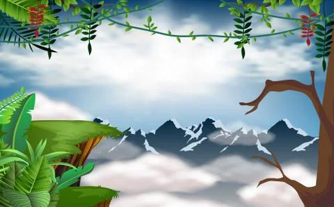 View of clouds on the hight mountain Stock Illustration