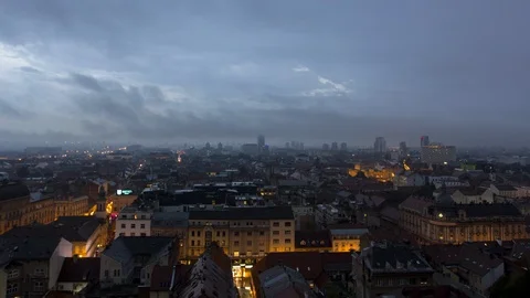 View of clouds moving over the city, Zagreb, Croatia Stock Footage 94542565