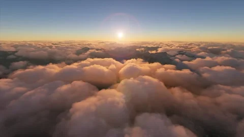 View of clouds over the mountains of the Alps with the sun in the horizon Stock Footage 154662501