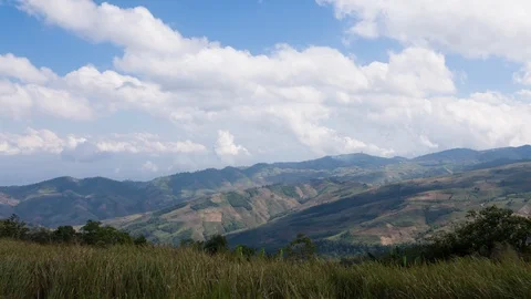 View of Clouds over Valley at Phu Lom Lo, Sakura Thailand Stock Footage 103330856