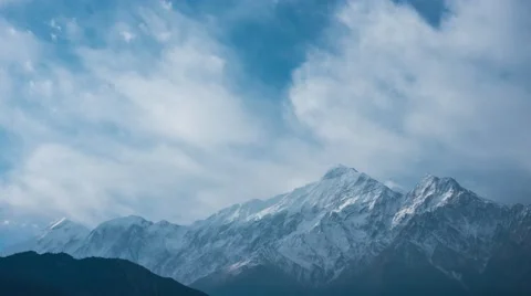 View of clouds passing by the Annapurna mountain range. Himalaya, Nepal Stock Footage 67475742