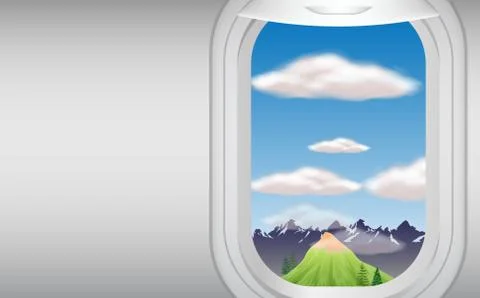 View of clouds on the sky with the mountain at the window of a plane Stock-Illustration