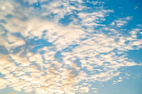 View of the clouds at sunset. Blue sky with beautiful clouds Stock Photos