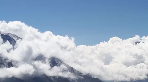 View of cloudscape and mountain in Dingboche Stock Footage 62387955