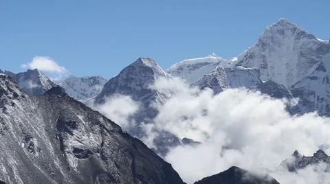 View of cloudscape and mountain in Dingboche Stock Footage 62387970