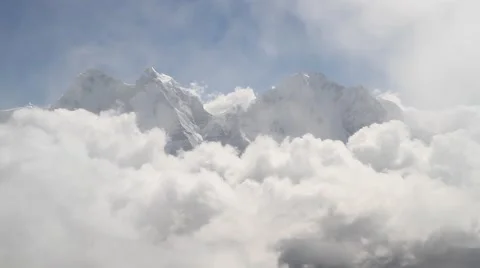 View of cloudscape and mountain in Dingboche Stock Footage 62387979