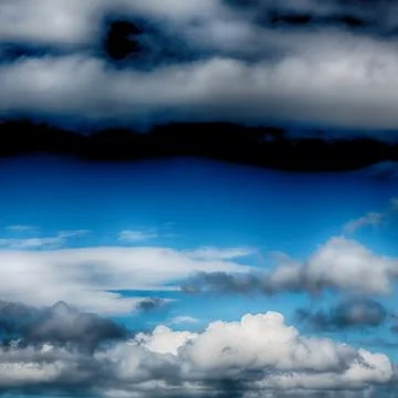View of the cloudy fluffy sky like paradise Stock Photos