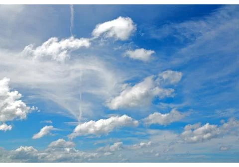 View of the cloudy fluffy sky like paradise Stock Photos
