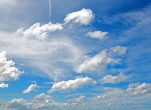 View of the cloudy fluffy sky like paradise Stock Photos
