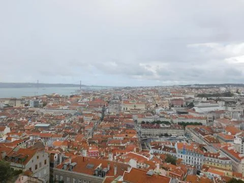A view on a cloudy Lisbon 写真素材