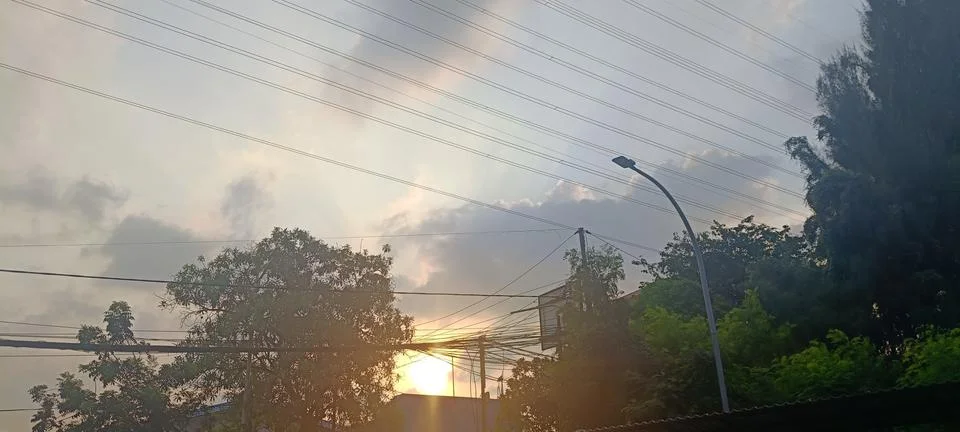 View of cloudy sky during sunset Stock Photos