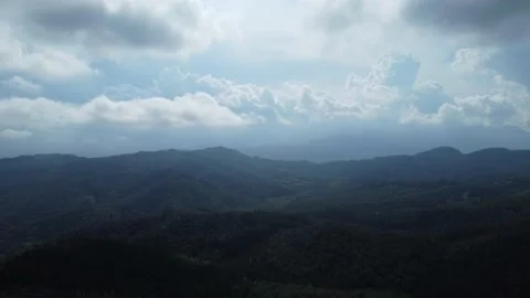 View cloudy sky over the forest with moving clouds Stock Footage 160856660