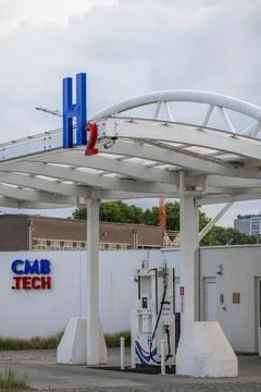 View on CMB.Tech H2 hydrogen fuel station in Antwerp, Belgium Stock Photos