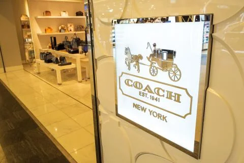 View of  Coach front store, the original house of leather and others Stock Photos