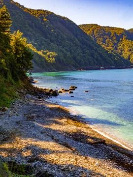 View of the coast and mountains Stock Photos