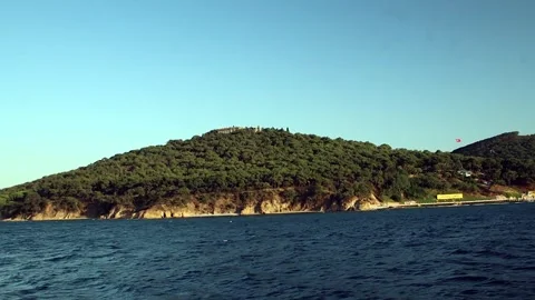 View Of The Coast Of The Forested Island Stock Footage 321008577