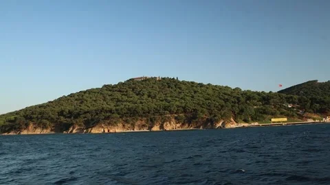 View Of The Coast Of The Forested Island Stock Footage 321008592