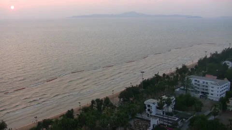 View of the coast of Pattaya during sunset from a high point Stock Footage 48251171